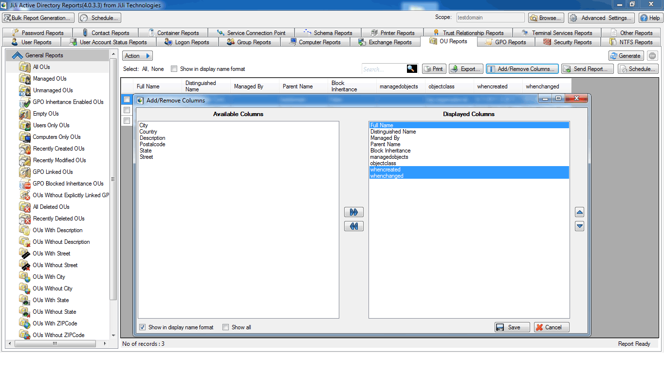 Active Directory All OU Reports